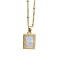 Wholesale Custom Religions Sacred Heart Necklace Female Square Zircon Mother of Pearl Shell Pendant for Women Gifts Jewelry