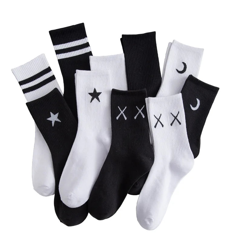 Custom Design Logo Summer Black White Hip-Hop Sports Unisex Basketball Cotton Men Socks With Logo