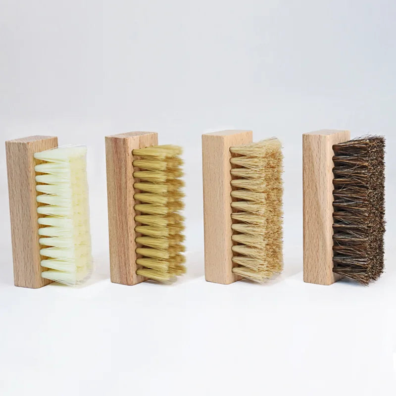 Wholesale Klear Eco-Friendly Portable Mini Square Wooden Handle Horse Hair Shoe Brush for Sneaker Cleaning