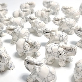 HZ Wholesale Natural Mixed Stone Animals Howlite Carving Gemstone Elephant Crystal Elephants Carving for Crystal Decoration