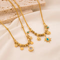 Hot Selling 18K Gold Plated Titanium Steel Necklace Europe Fashion Turquoise Pendant Necklace Jewelry for Gifts