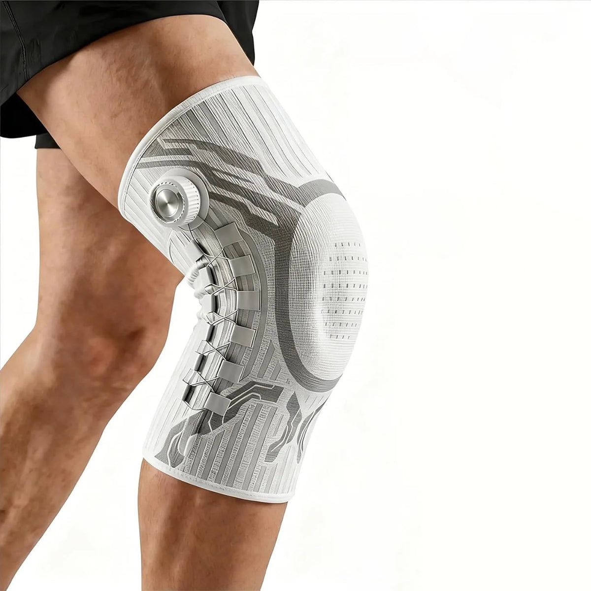 Breathable Knitted Knee Support with Adjustable Dial Knob Custom Compression Knee Brace for ACL MCL Arthritis Pain Relief