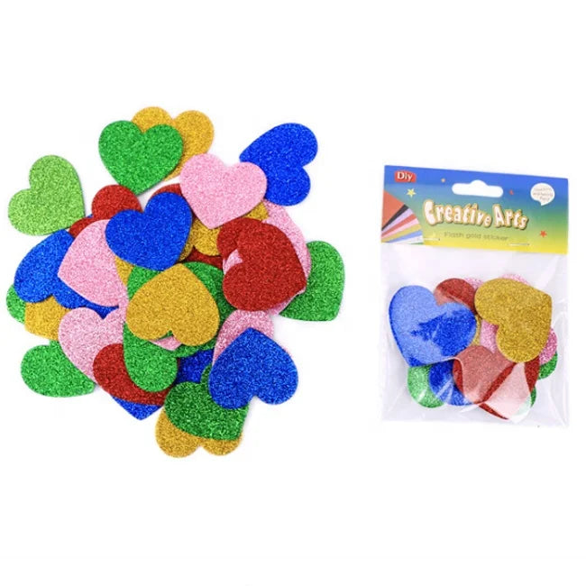 OEM Adhesive Star and Heart Glitter Puffy Sticker for Decoration