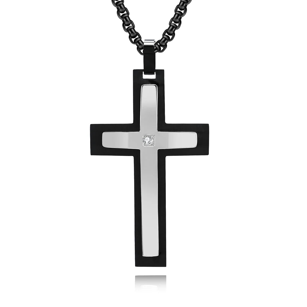 Reasonable Price18K PVD Plated Rose Gold Plated Cross Shape Pendant Stainless Steel Necklace Jewelry for Men