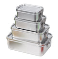 Reusable Rectangle Shape Single Tier Stainless Steel Children's Lunch Box Leakproof Multiple Sizes Bento Box Lock Clips