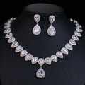2022 New Fashion Sparkling Earring Necklace Diamond Wedding Jewelry Set Teardrop Zircon Bridal Jewelry Sets for Women Girls