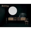 Customizable High-End Modern Double Bathroom Vanity With Circle Mirror Solid Oak Natural Wood Exquisite Craftsmanship