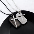 High Polished Cross Stainless Steel Square Tags Pendants Religious Men Jewelry Bible Verse Prayer Pendant Necklace Free Chain