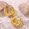 Bold Thick Hoop Earrings Non Tarnish Stainless Steel PVD 18K Gold Plated  Chunky Waterproof Hoops Everyday Statement Jewelry
