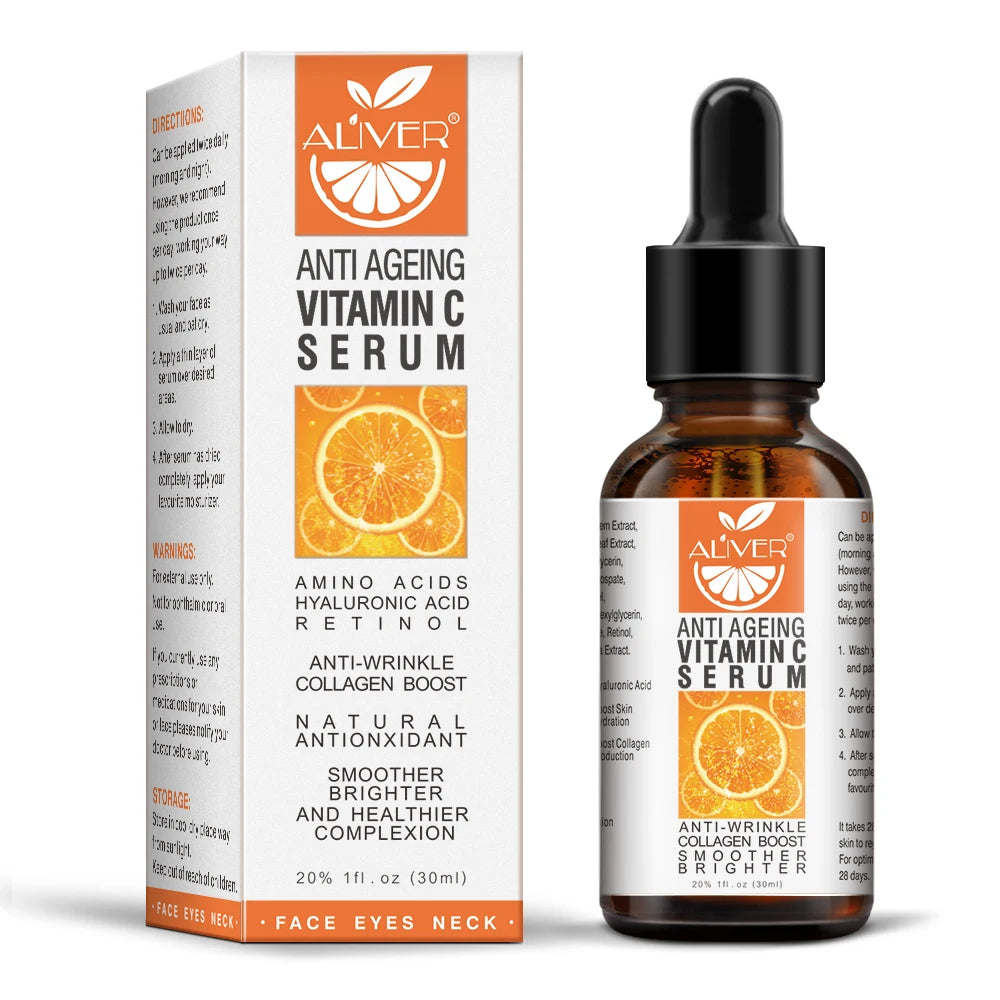 Aliver Whitening Facial Vitamin C Brightening Skin Care Serum With Hyaluronic Acid Serum for Face