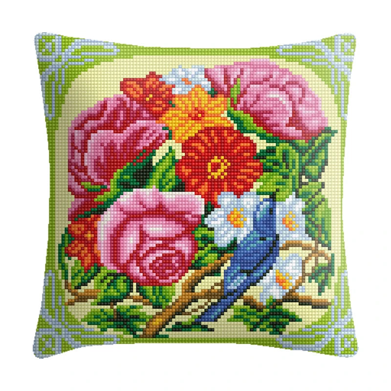 Wholesale Factory Peach Skin Velvet Cross Stitch Pillowcase Floral Embroidery Cushion Covers with New Pattern for Sofas
