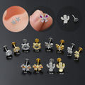 Durable G23 Titanium Hypoallergenic Flat Back Nose Studs Secure Push in Lip Rings Nickel Free Comfortable Piercing Jewelry