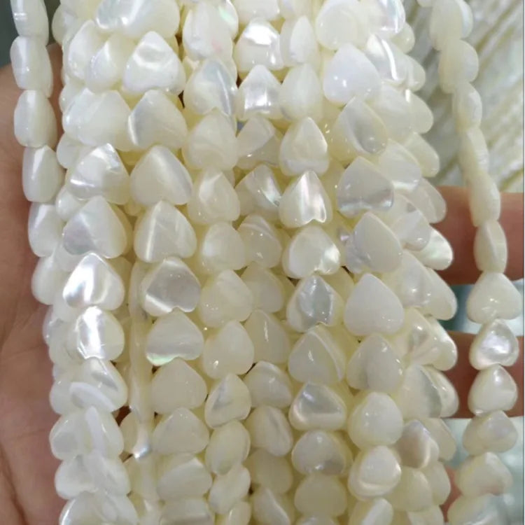 MOP  Heart Mother of Pearl Shell 6mm Flat Heart Shell Beads for Jewelry Making