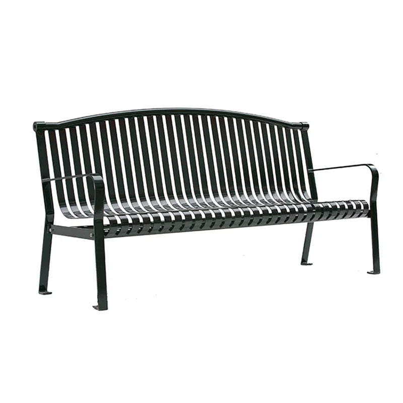 Cheap Outdoor Street Furniture Slatted Metal Bench Seat Outside Park Black Steel Bench Seating Public Garden Patio Bench Chair