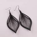 Handmade Leaf Earring Charm Black Thread Geometric Leaf Long Drop Earring for Women Wedding Party Jewelry Valentine Gift