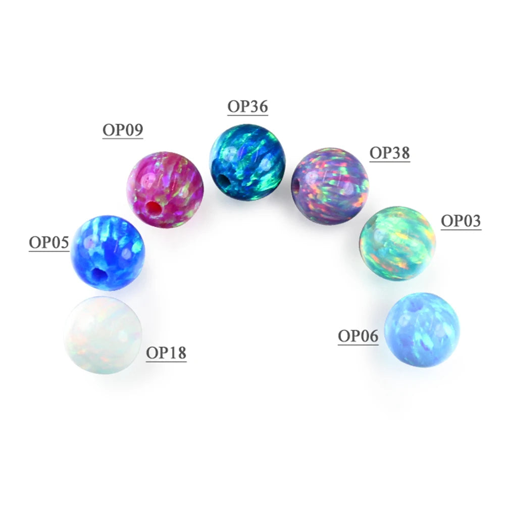 OP01~OP92 With Hole/Without Hole/Half Hole 3mm-6mm Synthetic Loose Opal Beads Ball Shape Fire Opal Sphere