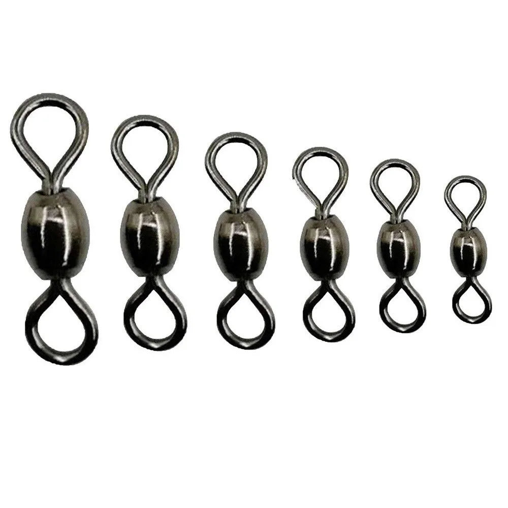 50Pcs Crane Fishing Swivel With Solid Ring Black Barrel Crane Swivels Fishing Terminal Tackle Connector Size 2 4 6 8 10