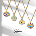 HOVANCI Trendy Evil Eyes Jewelry Gold Plated Energy Eye Pendants Stainless Steel Necklace for Girl