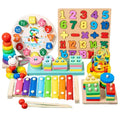 2025 Wooden puzzle building Stacking Tower clock sets Musical Figure Game Montessori educational Wood Interactive Toys For kids
