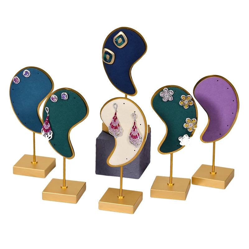 Jinksy Ear Shape Metal Microfiber Earring Holder Earrings Stand