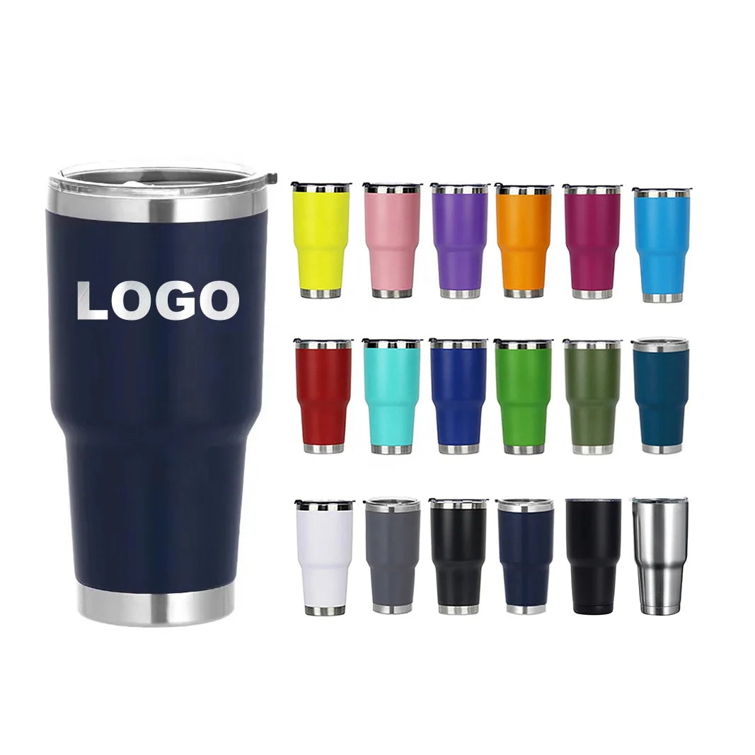 Wholesale Custom Logo 30oz Stainless Steel Insulated Thermal Travel Coffee Tumbler Cups with Straws and Sliding Lids