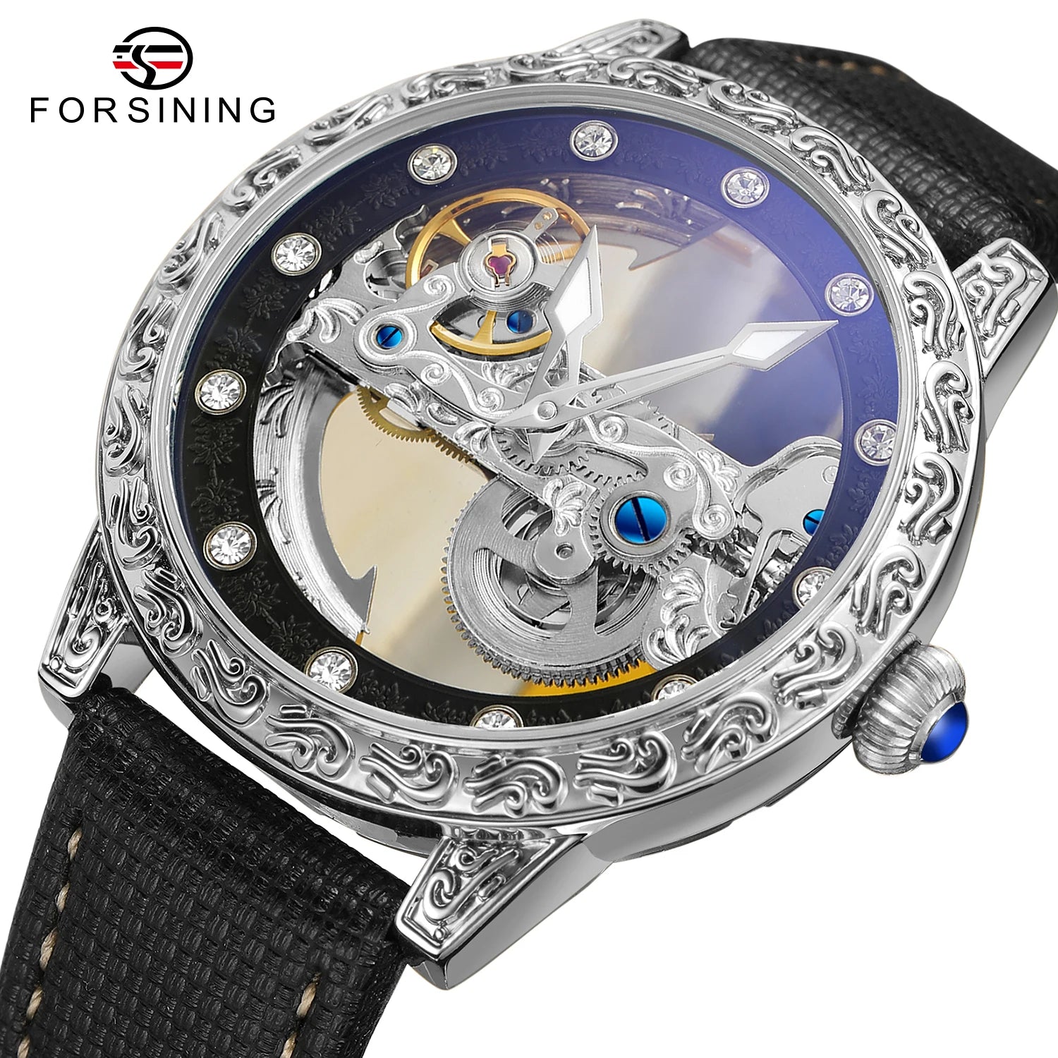 Forsining New Arrival Forsining Mens Luxury Transparent Movement Watches Automatic Mechanical Reloj Para Hombre Men Wrist Watch
