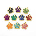 15 X 17mm Glitter Enamel Hang Pendant Charms Glint Cat Dog Bear Paw Footprint DIY Accessories Pet Collar KeyChain Jewelry Making
