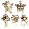 Retro Hair Clips Accessories Pick Comb Hairpins Alloy Metal Rhinestone Pearl Leaf Flower Hair Fork Pins Bee butterfly Hair Forks