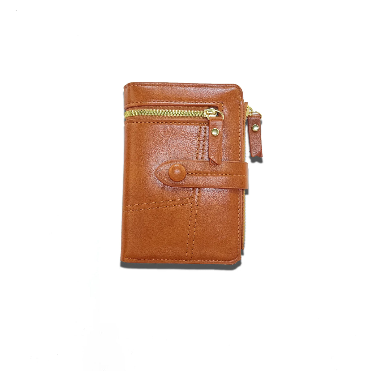 Women's Tri-fold Leather Wallet RFID Feature Short Design with Large Capacity and Multiple Card Slots Zipper Closure