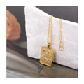 Carline Jewelry Necklaces Moon and Star Stainless Steel Pendant Irregular Necklace With Deluxe Encircled Zirconia Necklace