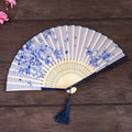 Personal Folding Flower Cloth Hollow Bamboo Bone Hand Fans for Wedding Handfan Custom Bone