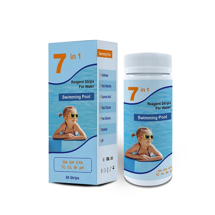 7 Ways Pool Test Strips High Accuracy Water Test Strips Model W-7 Neutral Brand OEM Available