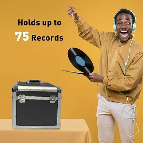 Classic Acts Vinyl Record Album Storage Case - Aluminum Lp Record Player Crates for Records