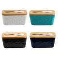 Large Ceramic Airtight Butter Container Dish Knife Holder Porcelain Butter Dish with Bamboo Lid