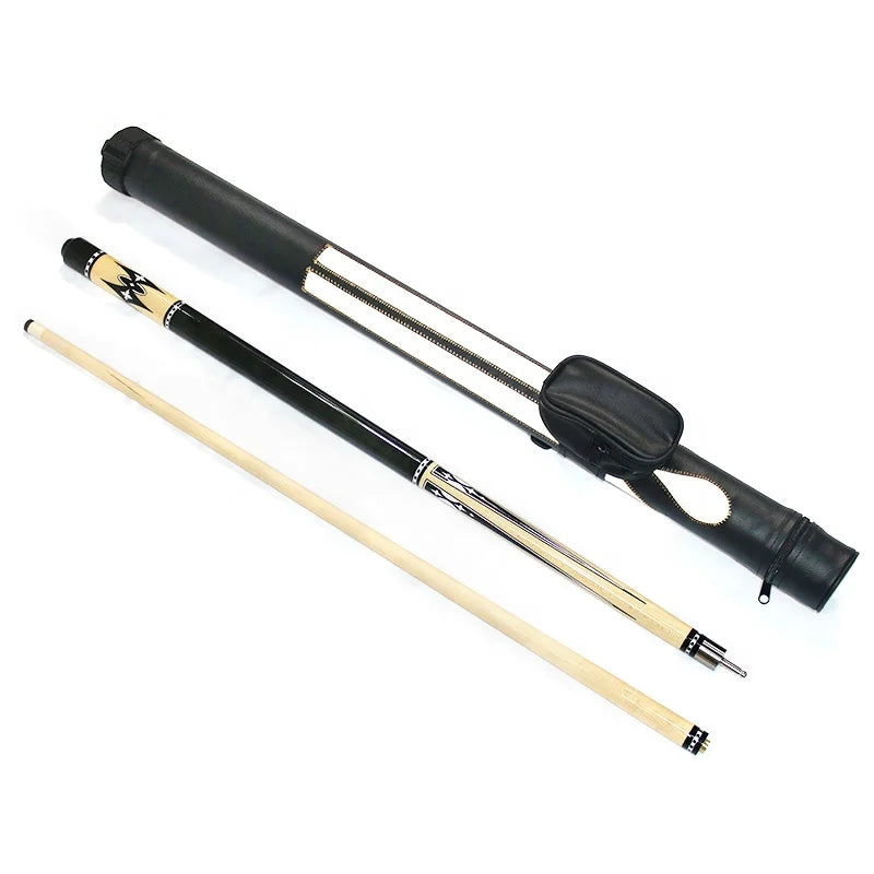 Gift Full Set 1/2-PC Stainless Steel Joint Maple Wood Pool Cue with PU Leather Case Kit Billiard Cue Set MegaBDM