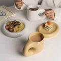 Best Selling Nordic Style Ceramic Tea Cups and Saucers Quality Assured Cute Couple Design for Office or Back to School