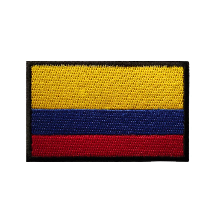 Colombia National Flag Chenille Embroidered Patches with Hook and Loop Backing Magnetic 8x5cm Soft Quality
