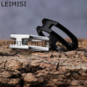 Minimalist Jewelry Stainless Steel Silver Black Hexagon Shape Geometric Signet Rings for Men