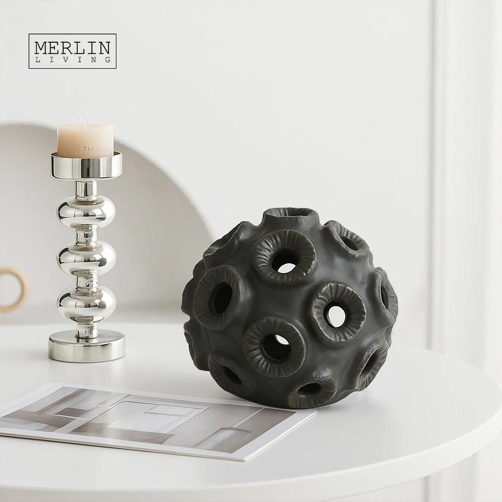 Merlin Living Black Hole Ball Ornament Minimalist Modern Home Decor Desktop Ceramic Decoration Chaozhou Factory Wholesale MegaBDM