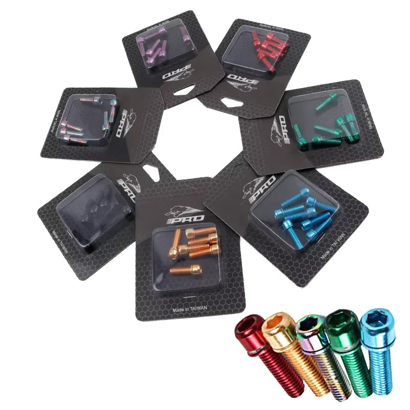 6pcs Set MTB Bicycle Handlebar Screws Titanium-plated Colorful Stainless Steel Screws M5*18MM Stem Riser Screw in Bolts