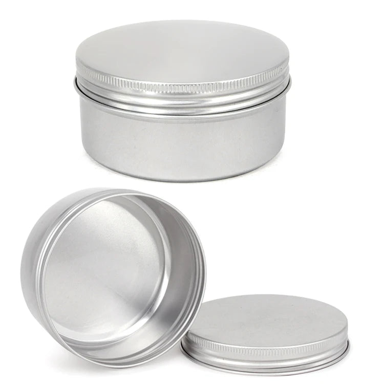 Empty round cosmetic cream aluminum jar Round Aluminum Tins Cosmetic Round Cream Jars screw lid jar