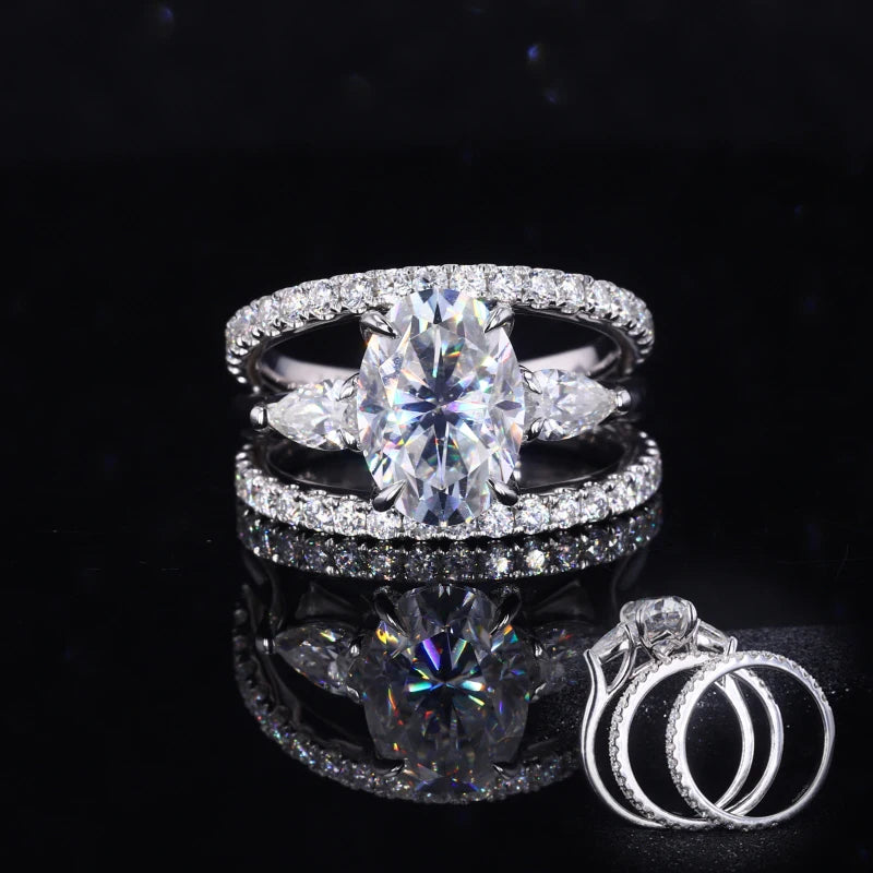 Starsgem Gemstone Jewelry Oval Cut Diamond Wedding Moissanite Pure 14k White Gold Moissanite Ring