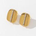 Fashion Design Geometric Waterproof Stainless Steel Zircon Stud Earrings for Women