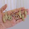 NZ1431 18k Gold Plated CZ San Judas Saint Jude Necklace San Judas Tadeo Thaddeus Necklace Religious Jewelry