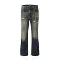 Vintage Blue Men's Boot Cut High Quality Denim Jeans 100% Cotton Breathable Button Spring