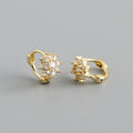 925 Sterling Silver Luxury Romantic Flower Hoop Earrings for Ladies Stylish Sparkling Zircon Wedding Party Jewelry Gold Gift