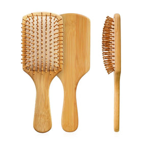 Natural Wood Hairbrush Scalp Massage Bamboo Paddle Detangling Hairbrush