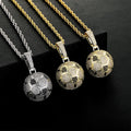 Personalized Trend Hip Hop CZ Enamel Sport Pendant Iced Out Full Lab Diamond Football Charm Necklace for Men Women Athletic Fans