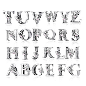 New Design Gift 925 Sterling Silver Butterfly A-Z Letter Alphabet Beads Charms for Bracelet Jewelry Making