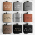 Print Logo Monogrammed Hip Flasks Leather 6oz Stainless Steel Hip Flask With Vegan Leather Cover